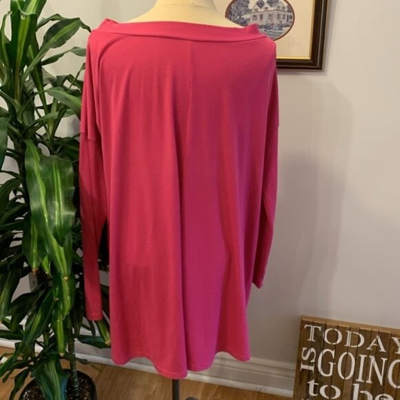 Pink Long Sleeve High Low Boat Neckline Estimated - Picture 3 of 5
